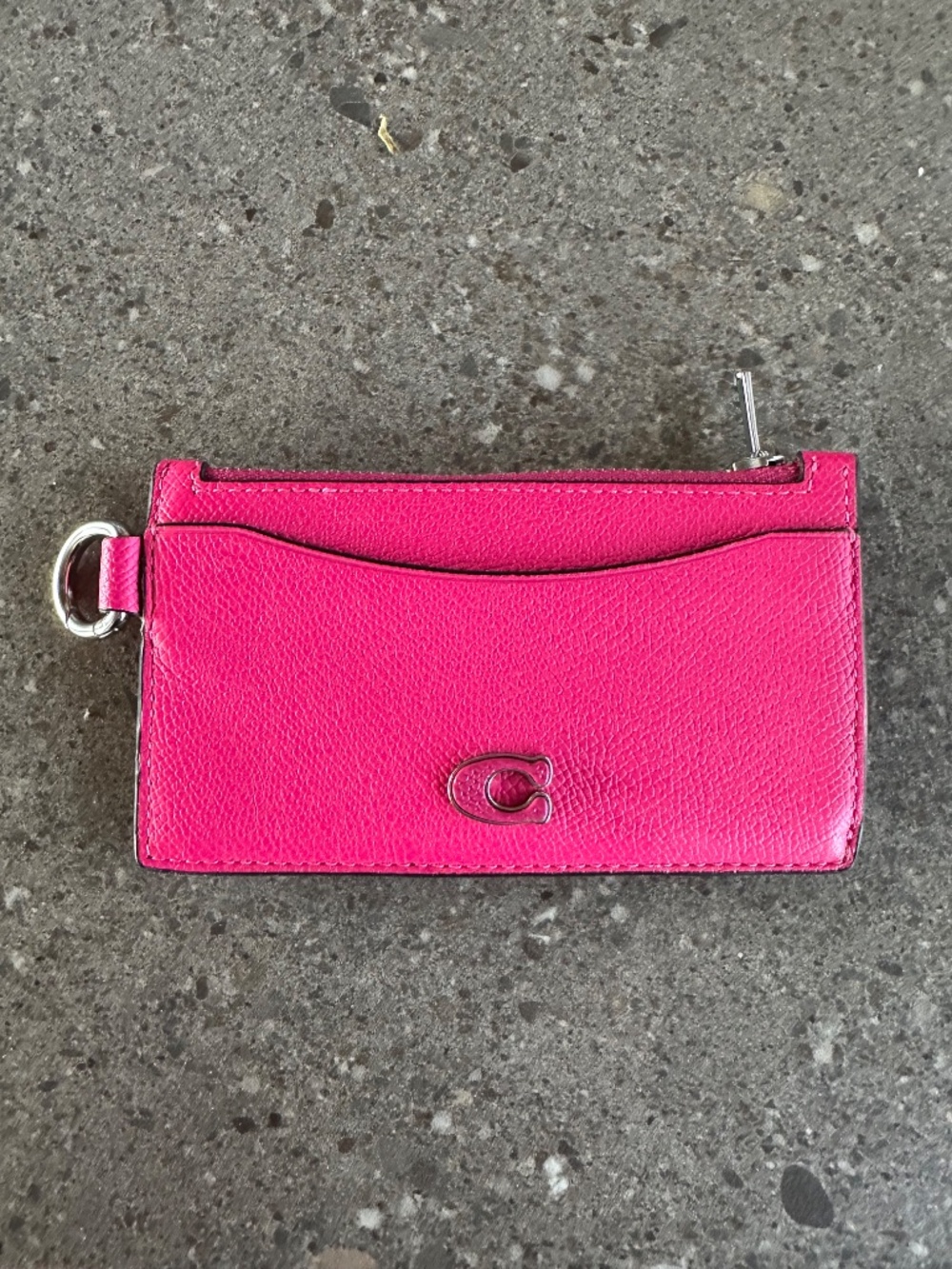 COACH NEW YORK ZIP CARD CASE WALLET HOT PINK EUC